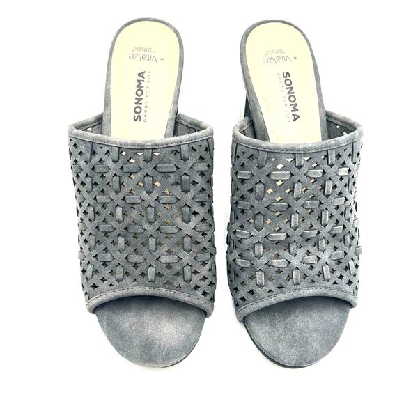 SONOMA Women's 9 M Vitalize Ortholite gray carreen sandals heels mules Open Toe - Picture 3 of 5